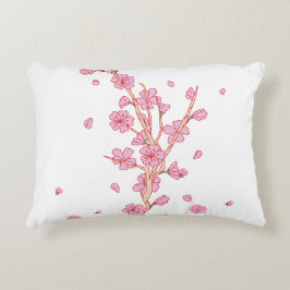 Cojín Decorativo Rama de Sakura Flor de Cerezo Rosa Arte