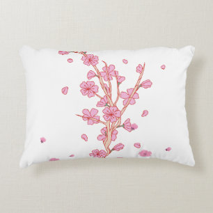 Cojín Decorativo Rama de Sakura Flor de Cerezo Rosa Arte