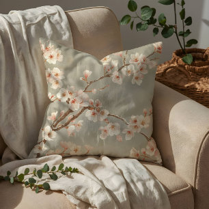 Cojín Decorativo Rama de Sakura Flor de Cerezo Vintage