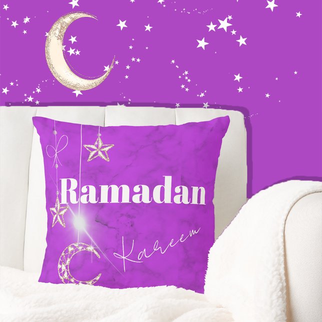 Cojín Decorativo Ramadan Kareem Elegant Estrellas de la Luna Púrpur (Subido por el creador)