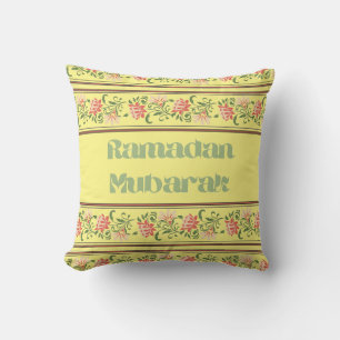 Cojín Decorativo Ramadan Mubarak Patrón de frontera árabe islámico