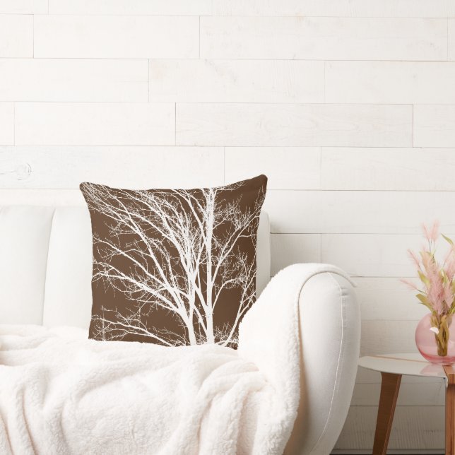 Cojín Decorativo Ramas de árbol blanco marrón (Sofá)