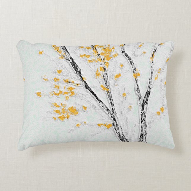 Cojín Decorativo Ramas de árboles otoñales con hojas de otoño amari (Anverso)