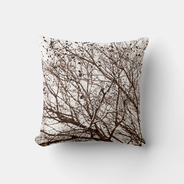 Cojín Decorativo Ramas de Brown en blanco (Anverso)