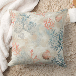 Cojín Decorativo Ramas de Coral Sofisticadas - Concha Marina Suave