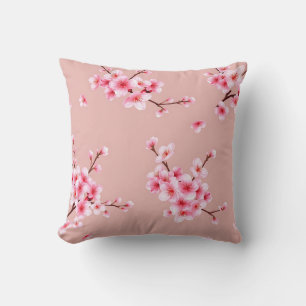 Cojín Decorativo Ramas de flor de cerezo rosa Patrón
