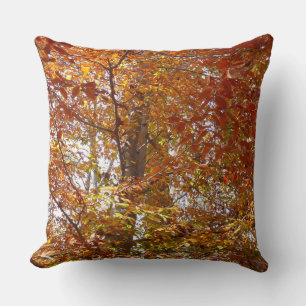 Cojín Decorativo Ramas de Hojas Naranjas Naturaleza de Otoño