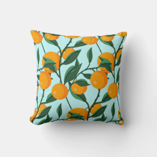 Cojín Decorativo Ramas de naranjas, huella vintage de cítricos.