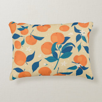 Cojín Decorativo Ramas de naranjas: Patrón de fondo beige