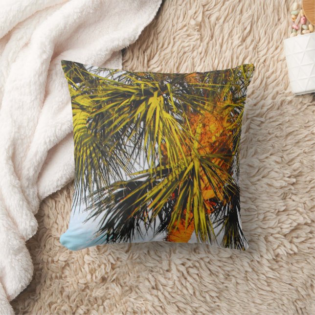 Cojín Decorativo Ramas de palmeras, Sol de la tarde (Manta)