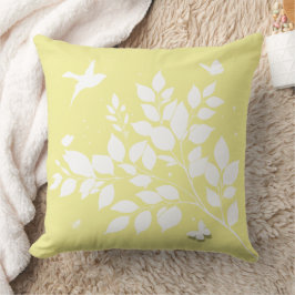 Cojín Decorativo Ramas frondosas Golondrinas Mariposas en silueta