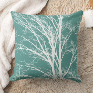 Cojín Decorativo Ramas verdes del árbol blanco