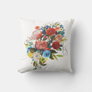 Cojín Decorativo Ramillete de Acuarela Dulce Blanco Sencillo Person