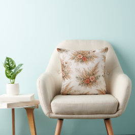 Cojín Decorativo Ramo boho de terracota y melocotón de Pampas
