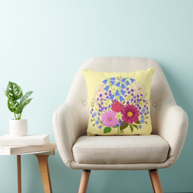 Cojín Decorativo Ramo de flores Amarillo (Silla)