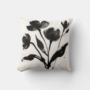 Cojín Decorativo Ramo de flores de tinta negra
