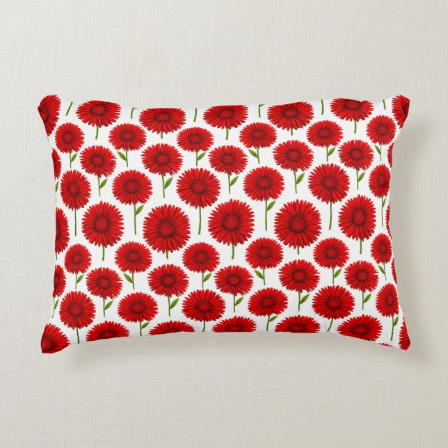 Cojín Decorativo Ramo de Gerbera Daisy Roja (Anverso)