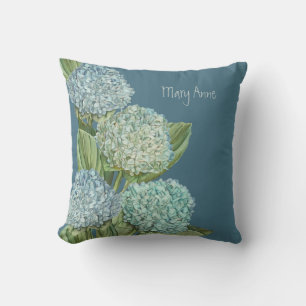 Cojín Decorativo Ramo de Hortensias Azul Polvoriento