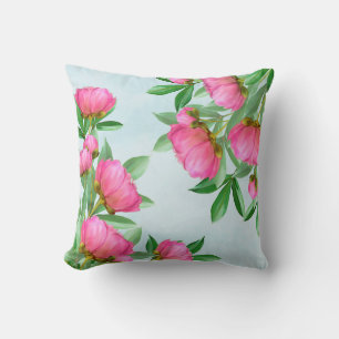 Cojín Decorativo Ramo de Peonías Rosadas Hermosas