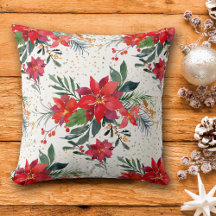 Ramo de Poinsettia Roja Confeti Dorado Navidad