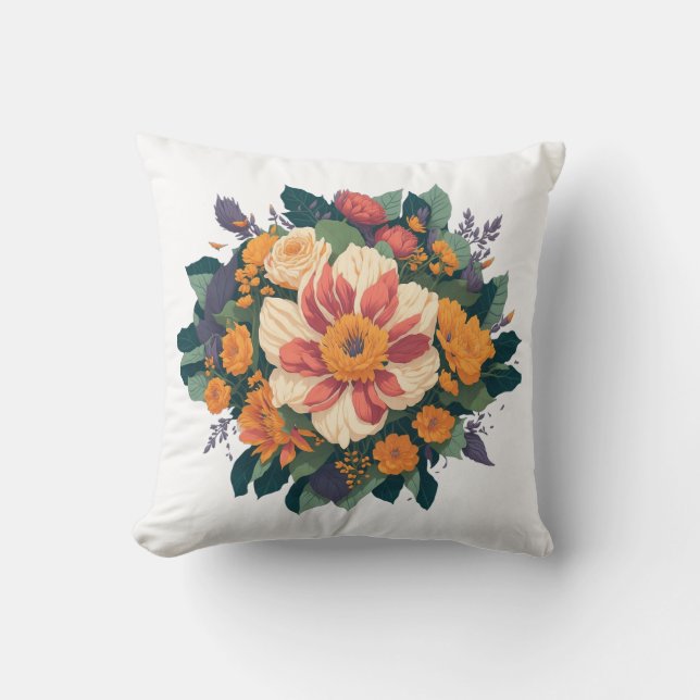 Cojín Decorativo Ramo de Rosa salvaje, floral (Anverso)