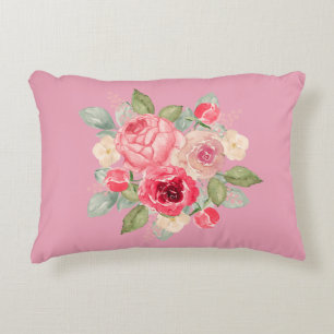 Cojín Decorativo Ramo de Rosas Rosadas Pintadas