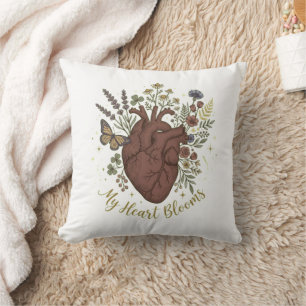 Cojín Decorativo Ramo Estético de Flor Silvestre y Corazón Anatómic