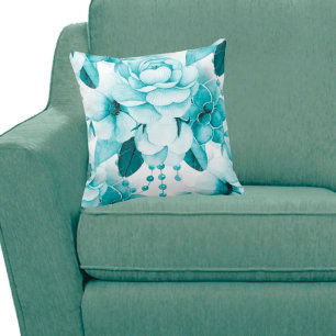 Cojín Decorativo Ramo floral azul verdoso