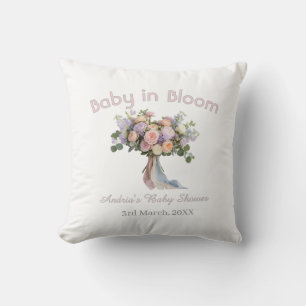 Cojín Decorativo ramo floral baby en flor baby shower retro rosa