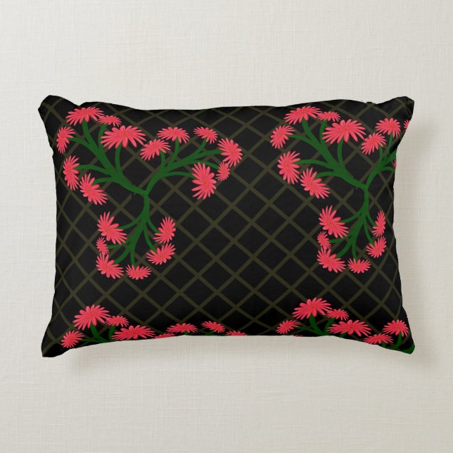 Cojín Decorativo Ramo floral de gerbera rosa patrón  (Anverso)