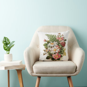 Cojín Decorativo Ramo Floral de Margaritas Vintage