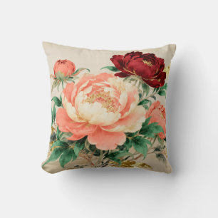 Cojín Decorativo Ramo Floral de Peonía Lujosa