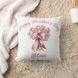 Cojín Decorativo Ramo Personalizado de Rosas Rosadas Regalo para el