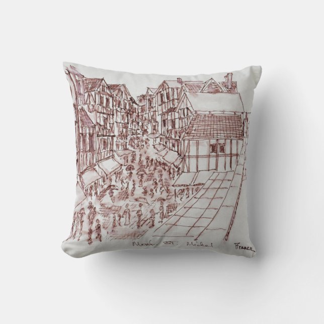 Cojín Decorativo Ramparts, Mont Saint-Michel| Normandía, Francia (Anverso)