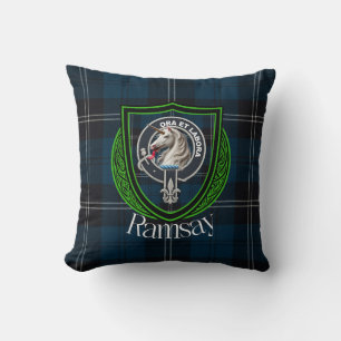 Cojín Decorativo Ramsay Scottish Clan Tartan & Escudo
