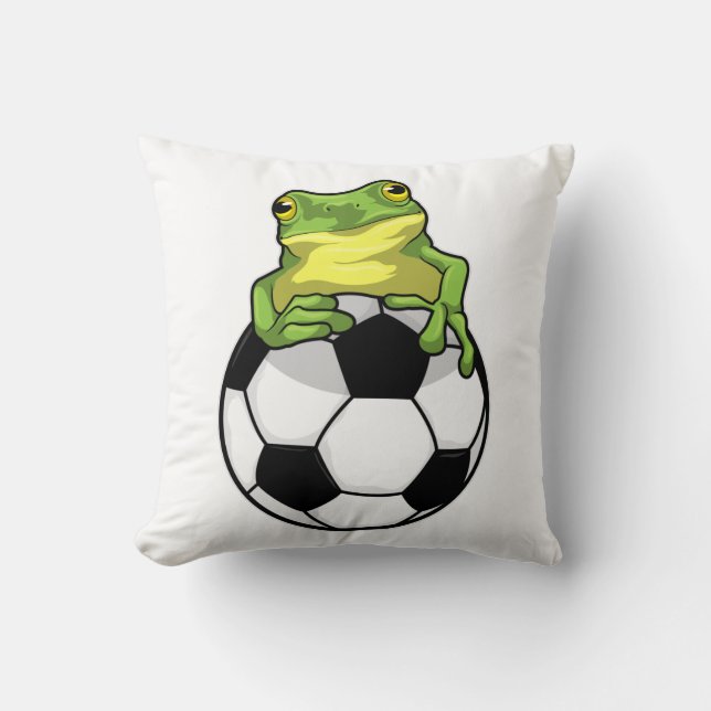 Cojín Decorativo Rana con bola de fútbol (Anverso)