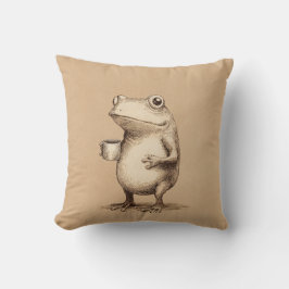 Cojín Decorativo Rana con Café – Caprichoso Animal Antiguo