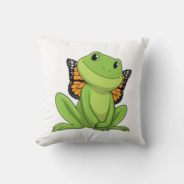 Cojín Decorativo Rana con mariposa (Anverso)