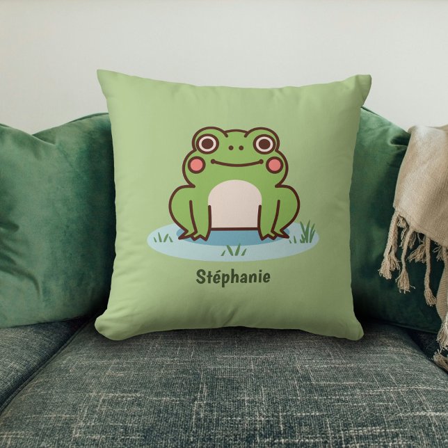 Cojín Decorativo Rana Cute (Cute Frog Green Pillow)