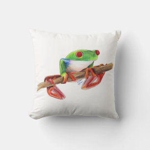 Cojín Decorativo Rana de árbol Treefrog adorable dibujo de ilustrac