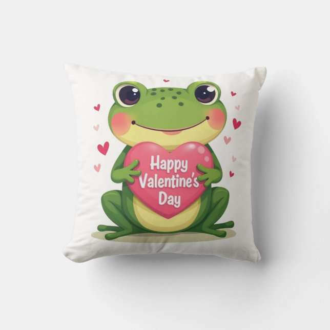 Cojín Decorativo rana del día de San Valentín (Anverso)