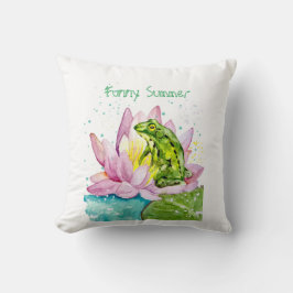 Cojín Decorativo Rana divertida en un loto