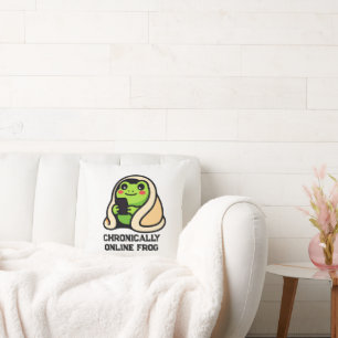Cojín Decorativo Rana divertida meme crónicamente en línea