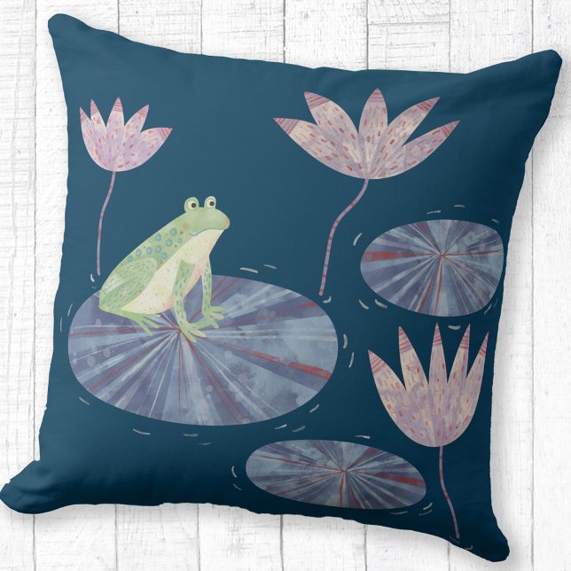 Cojín Decorativo Rana en un estanque de Lily (Frog on a lily pad throw pillow)