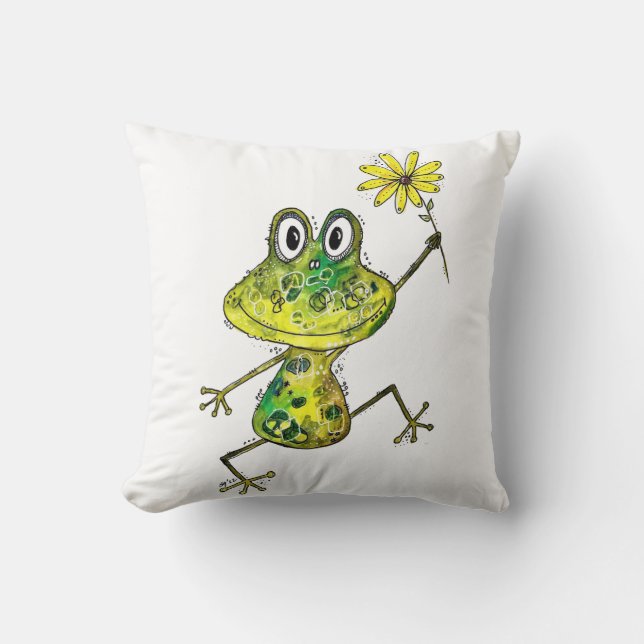 Cojín Decorativo Rana feliz y caprichosa (Anverso)