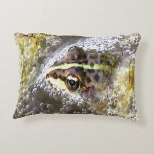 Cojín Decorativo Rana inmersa en burbujas de agua y peto