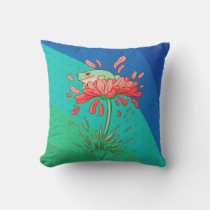 Cojín Decorativo Rana linda con pétalos de flores