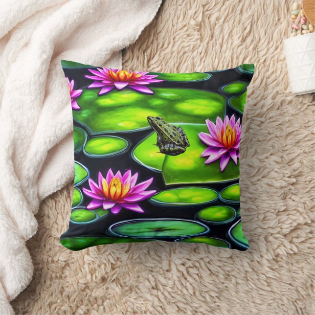 Cojín Decorativo Rana pequeña en Lily Pad (Manta)