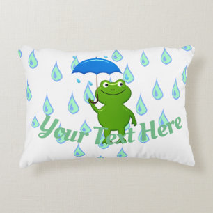 Cojín Decorativo Rana y lluvia kawaii