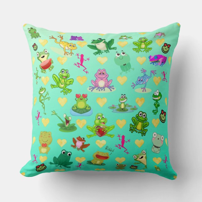 Cojín Decorativo Ranas con corazón (Anverso)